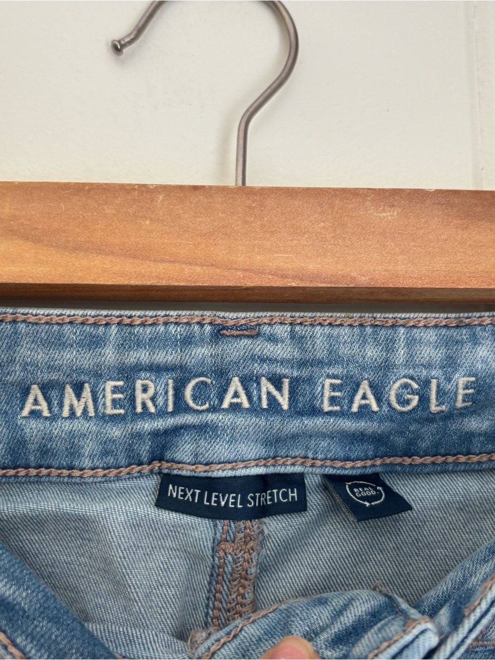 American Eagle Outfitters Medium Blue Distressed Flare Jeans - Picture 4 of 9